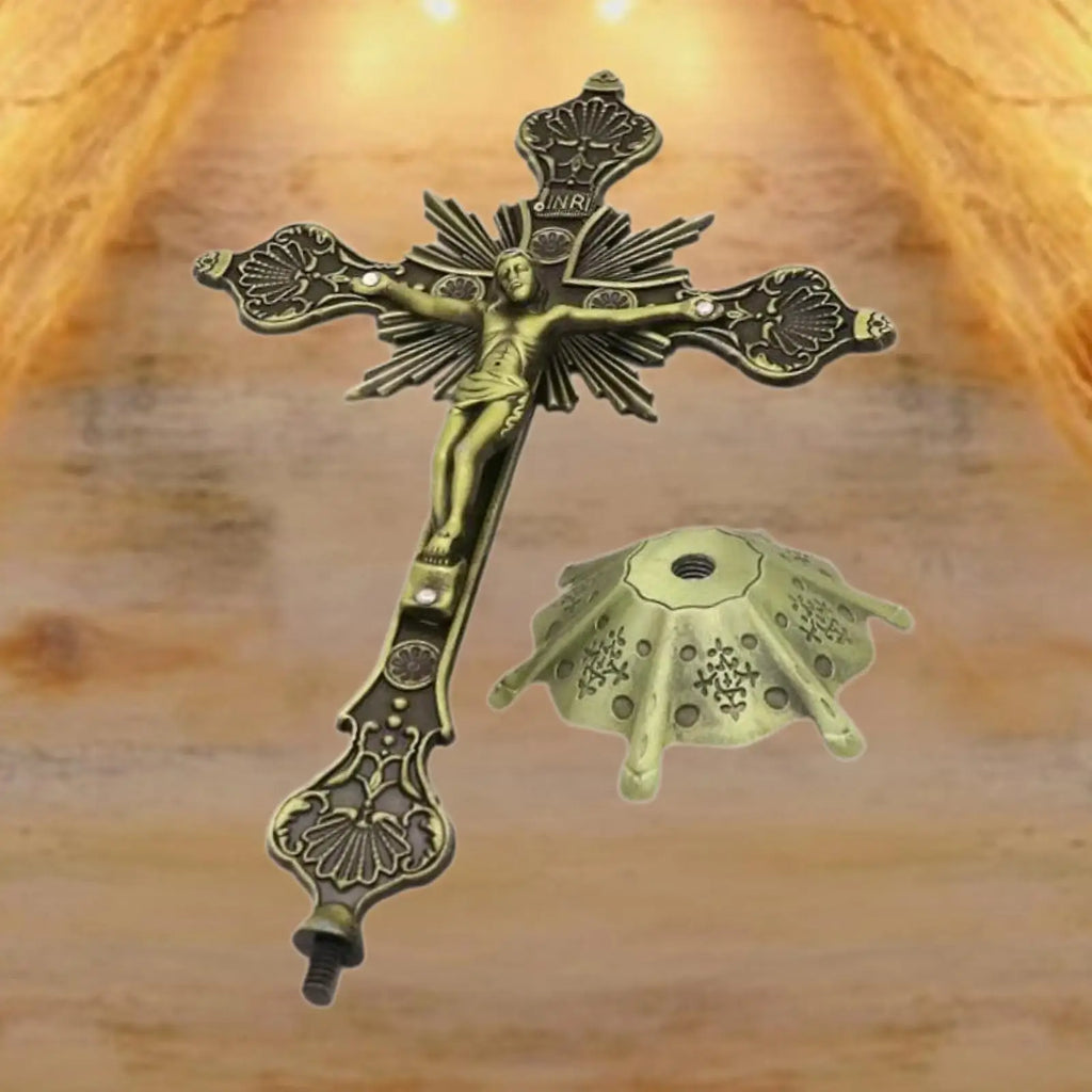 Jesus Crucifix Table Cross Figurine Catholic Standing Crucifix Jesus Cross Statue for Altar Christian Decoration Tabletop