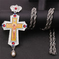 Pendant Necklace with Gold Pectoral Crucifix with Orthodox icon
