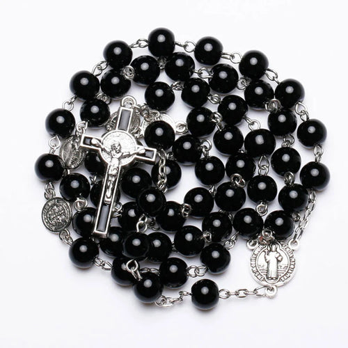 Black Rosary Beads Necklace For Women or Men