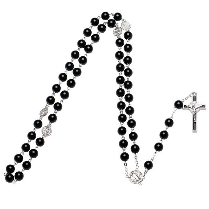 Black Rosary Beads Necklace For Women or Men