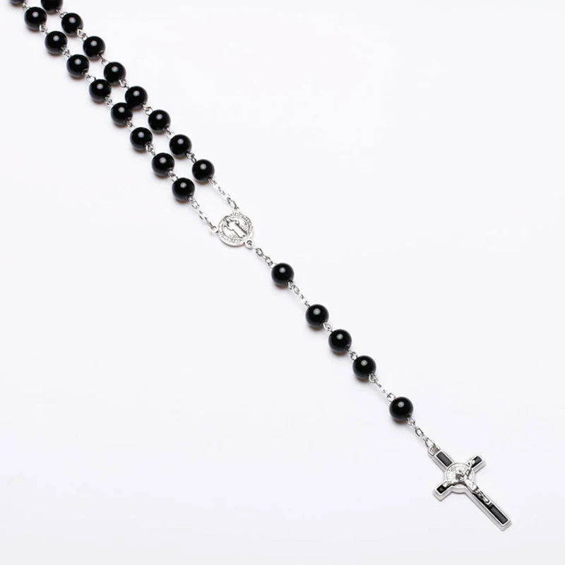 Black Rosary Beads Necklace For Women or Men