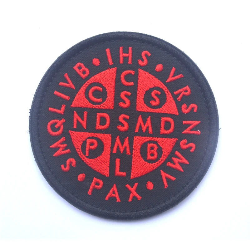 Saint Benedict Cross Patch 3D Embroidered Patches for Clothing or Backpack