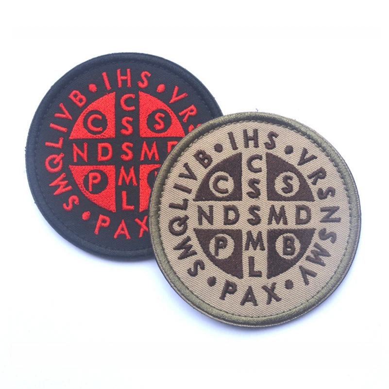 Saint Benedict Cross Patch 3D Embroidered Patches for Clothing or Backpack