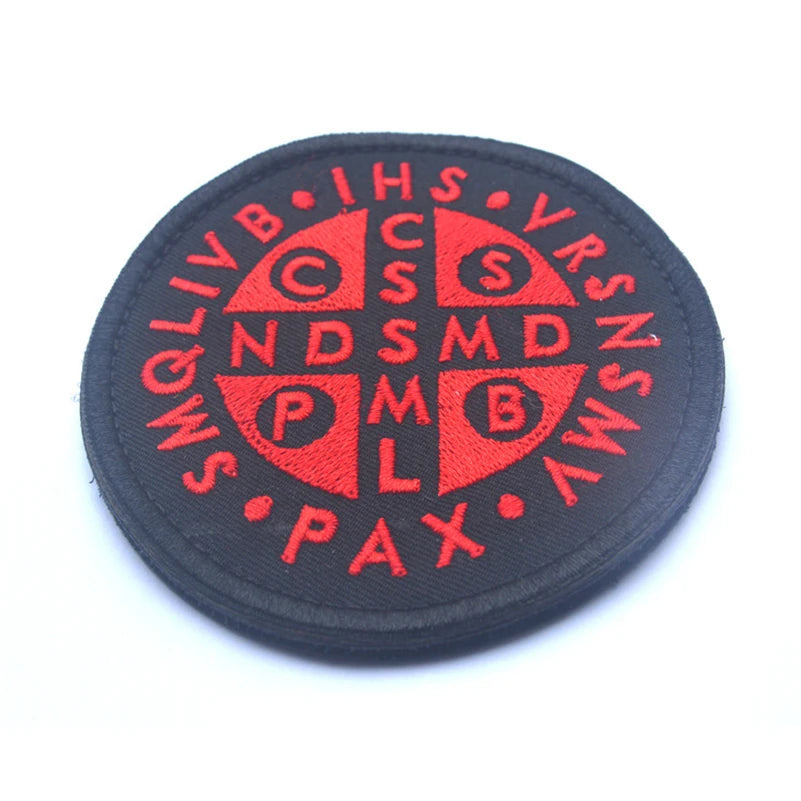 Saint Benedict Cross Patch 3D Embroidered Patches for Clothing or Backpack