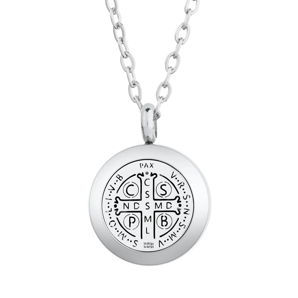 St. Benedict necklace 316L stainless steel pendant and diffuser