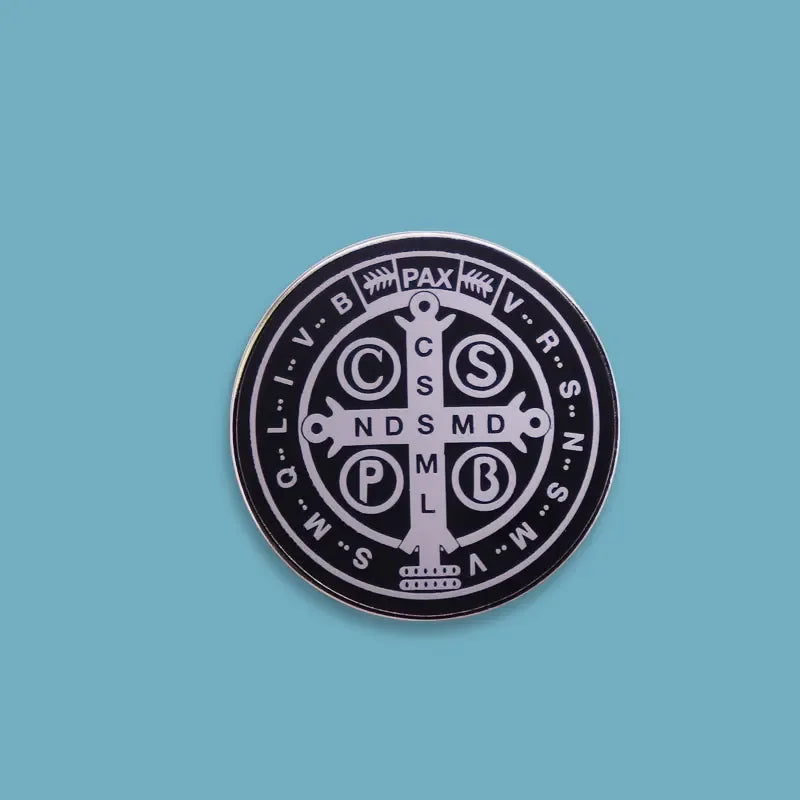 Saint Benedict Cross Button Metal Badge Enamel Pin