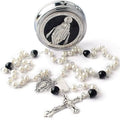 Glass Virgin Mary Cross Rosary Necklace Handmade Crochet Catholic Christ Church Utensils Baptism Prayer Rosary