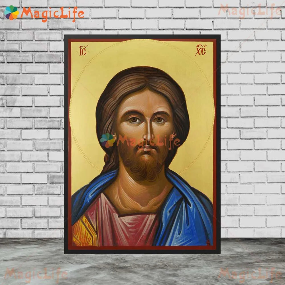 Christ Blessing Icon Orthodox Wall Art Canvas Painting Unframed