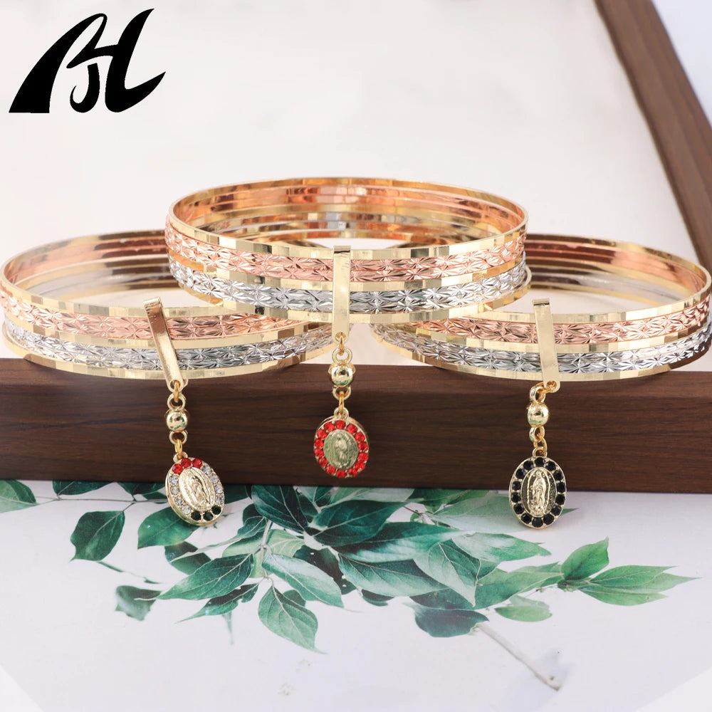 Virgin Mary Three-color 7 day  bracelet 18K gold plated
