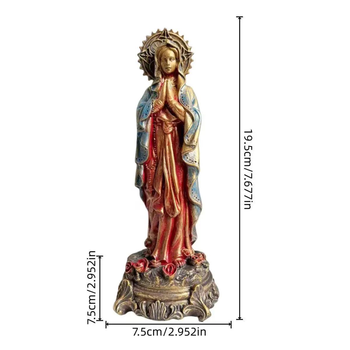 Virgin Mary Blessing Statue, Hand-Painted Figurine