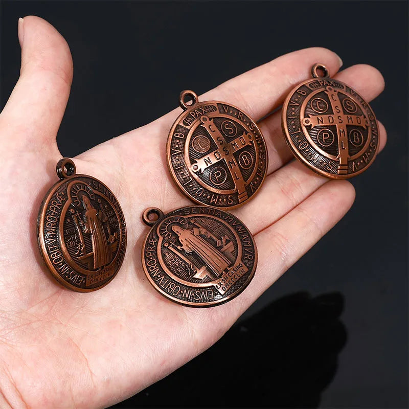 St Benedict Cross Amulet, St Benedict Altar Medal Pendant 35mm