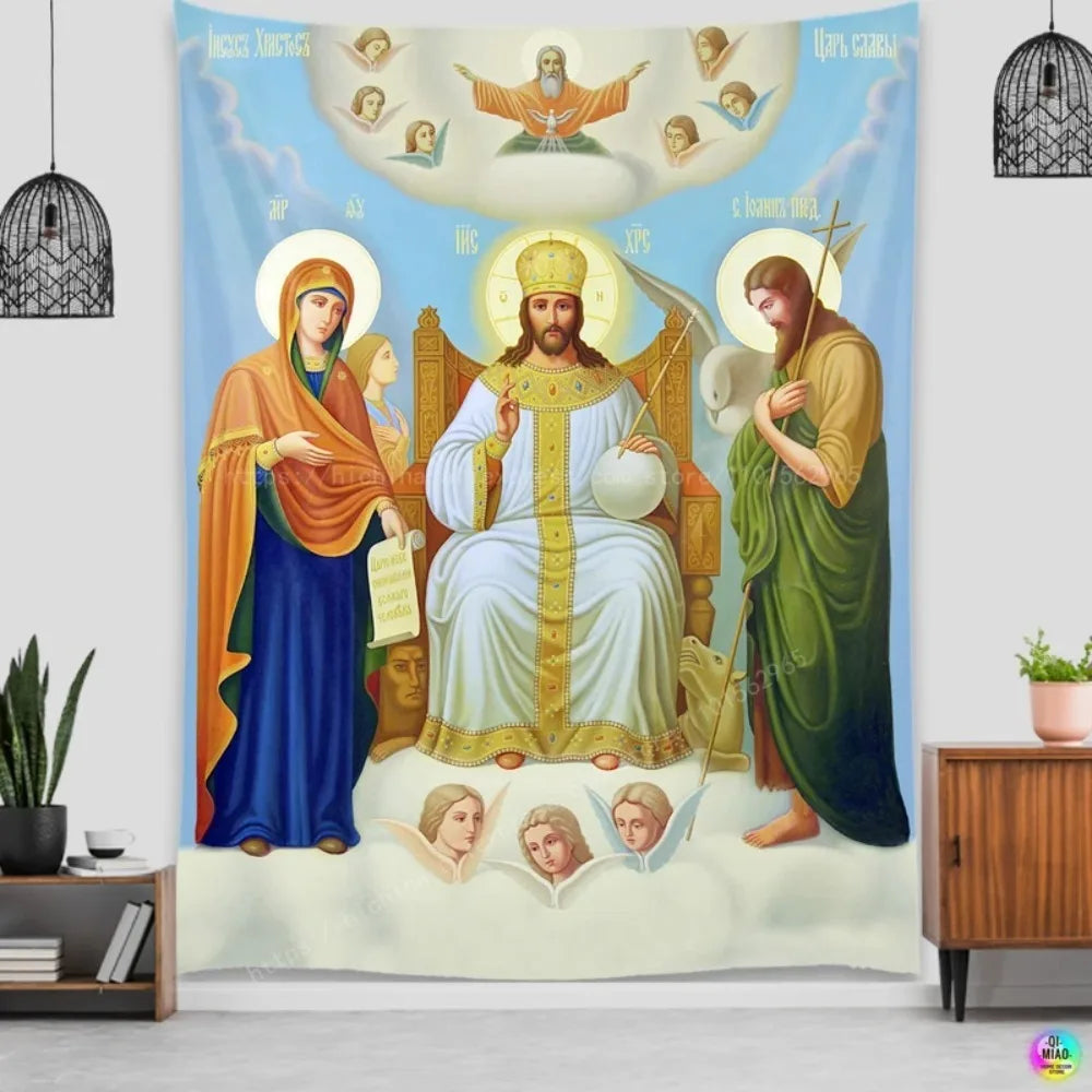 Orthodox Icon Tapestry Home Decor Living Room Wall Hanging