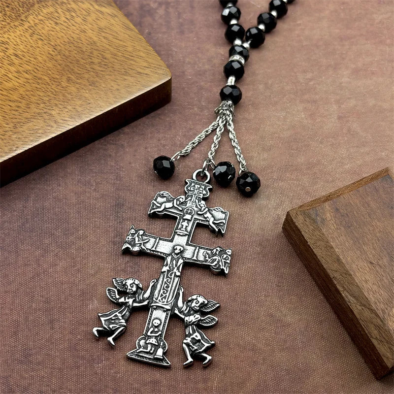 Caravaca Crucifix with Cherub Angel Pendant