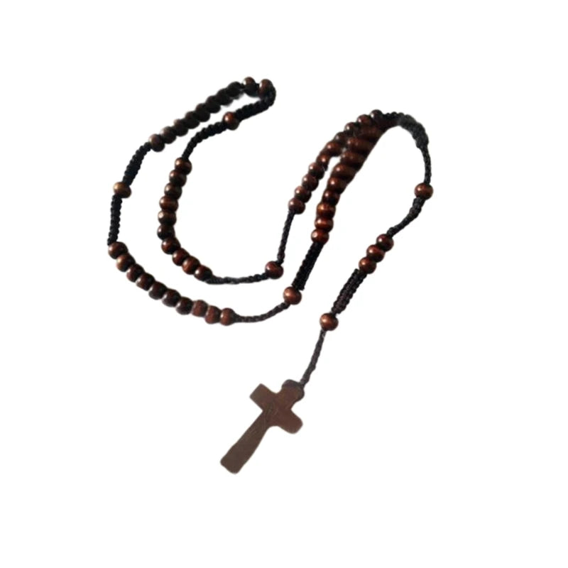 Wood Beads Rosary Necklace