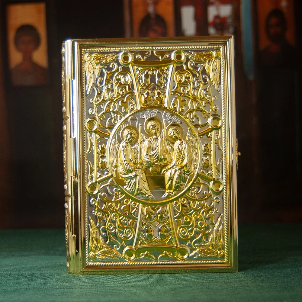 Eastern Orthodox Holy Bible Book Cover Gold Plated Colored Ename