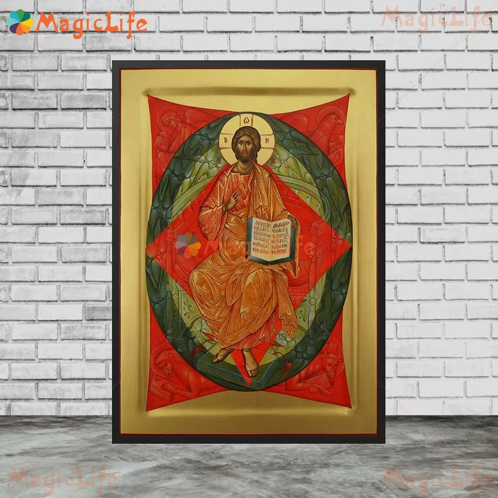 Christ Blessing Icon Orthodox Wall Art Canvas Painting Unframed