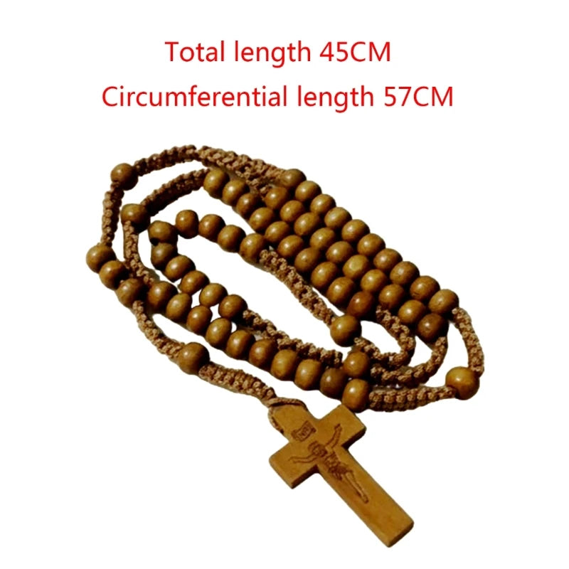 Wood Beads Rosary Necklace