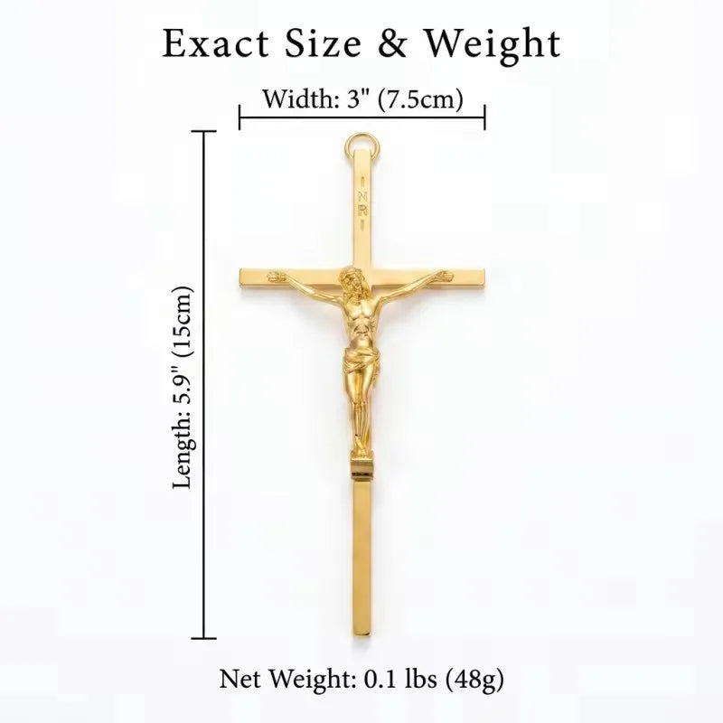 Gold/Silver Plated Wall Crucifix with Jesus Corpus & INRI Engraving
