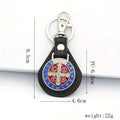 2pcs PU Leather St Benedict Pendant Key Chain Keyring