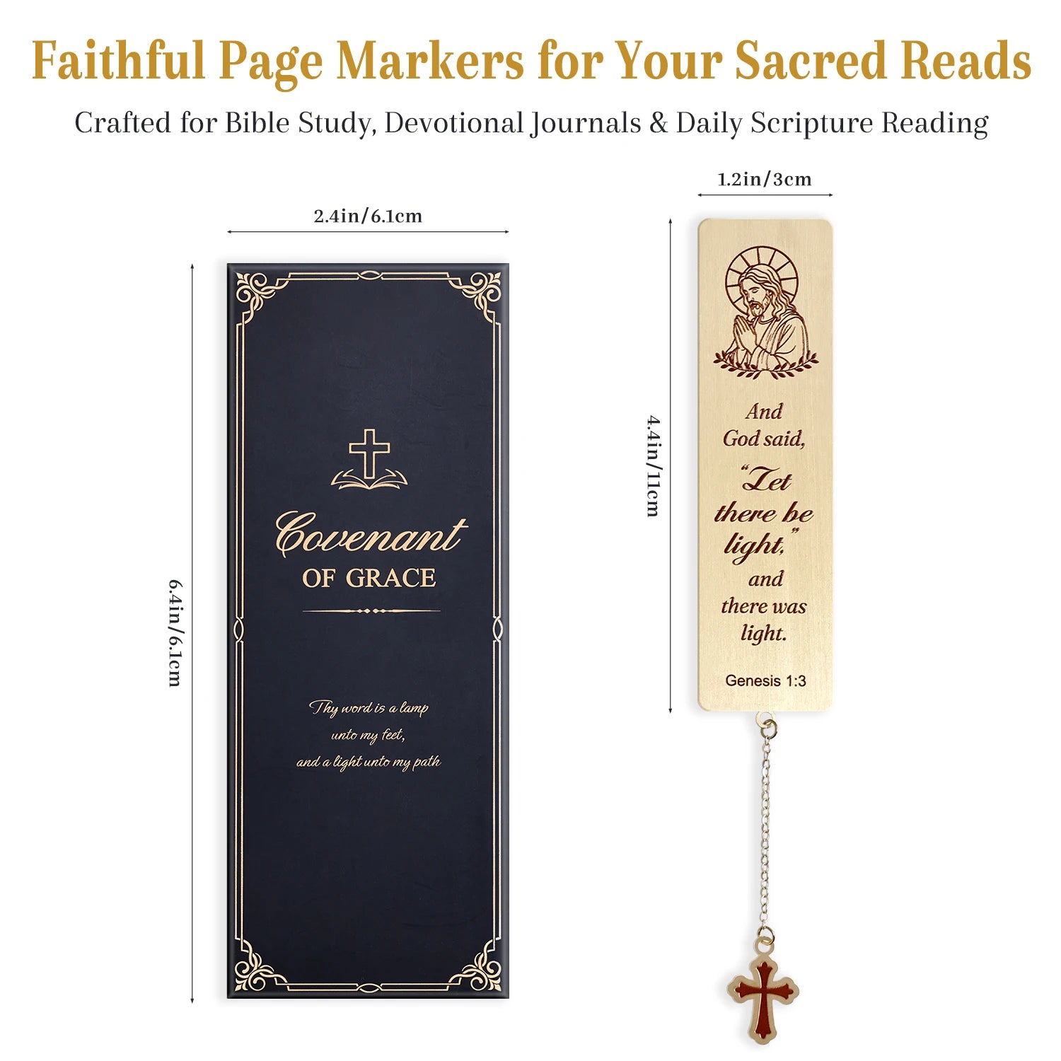 Solid Brass Bible Bookmark with Jesus Engraving
