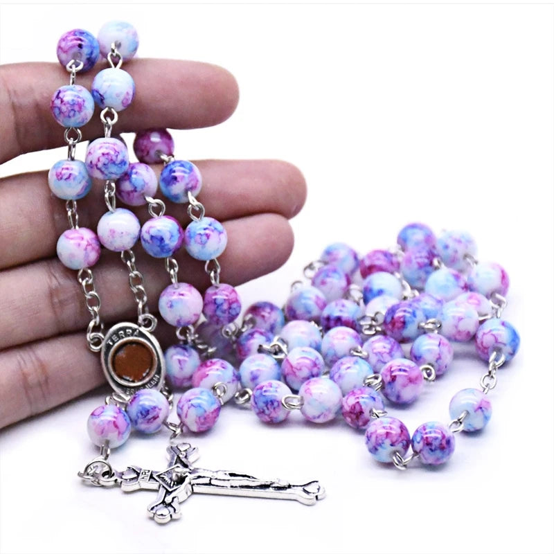 Glass Rosary  with Multicolor Beads