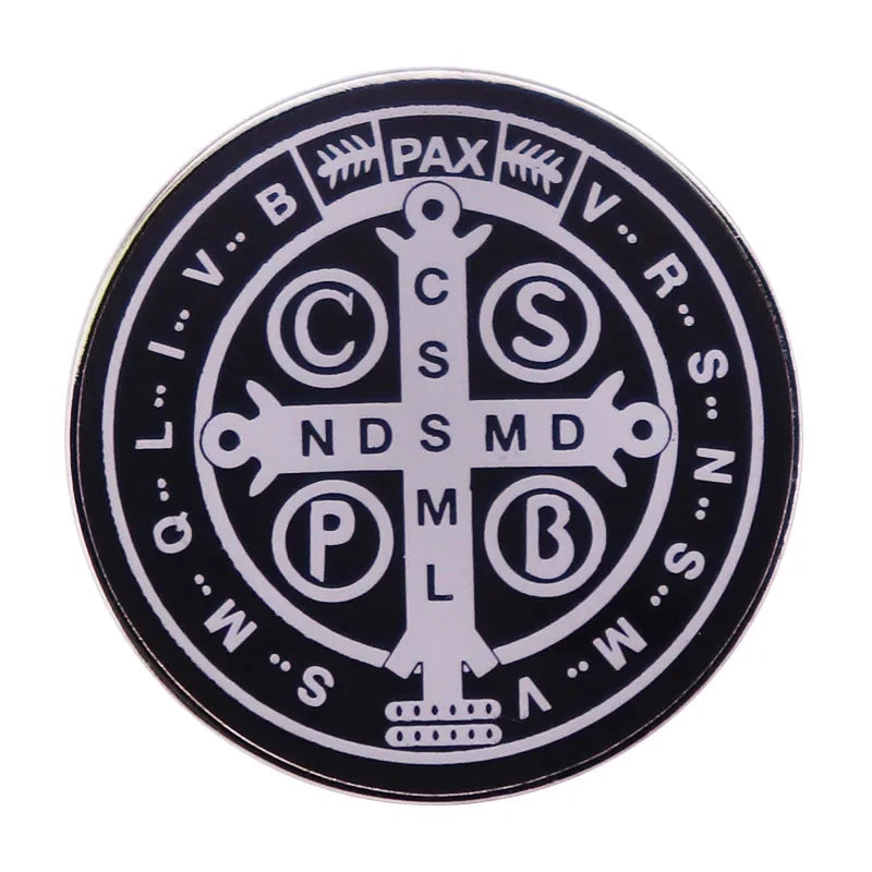Saint Benedict Cross Button Metal Badge Enamel Pin
