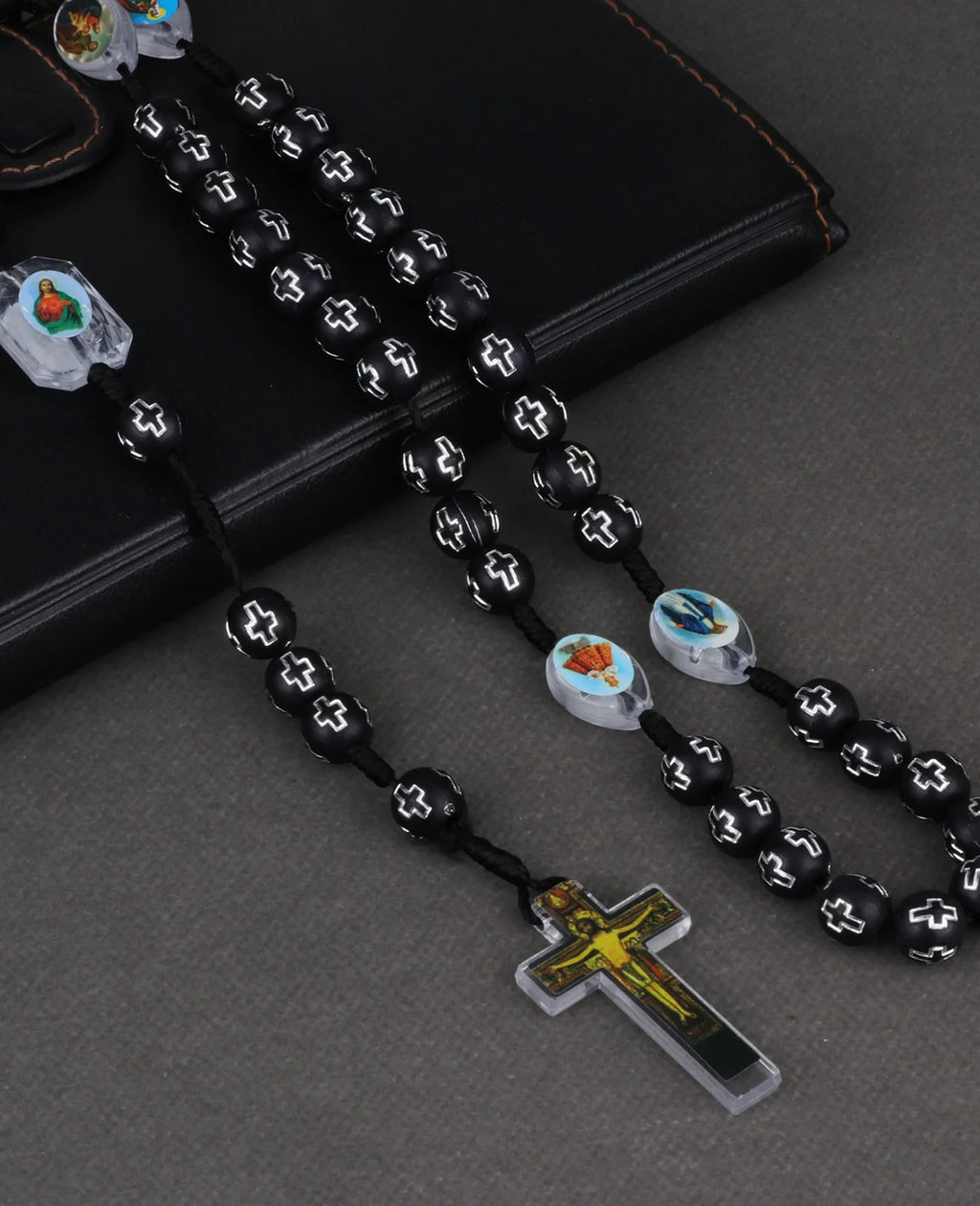 6 Colors Prayer Beads Chain Rosary Necklace Random Holy Icon Medal Spacer Beads