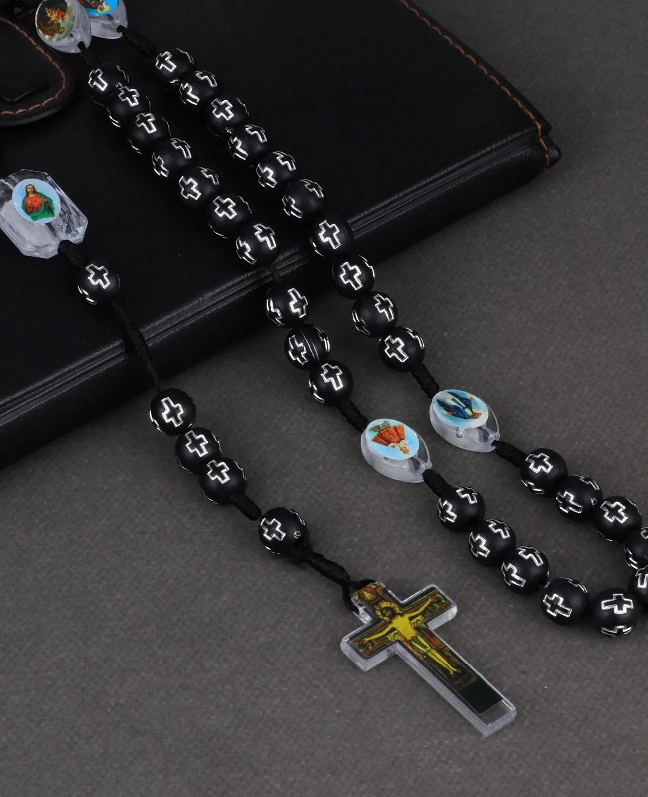 6 Colors Prayer Beads Chain Rosary Necklace Random Holy Icon Medal Spacer Beads