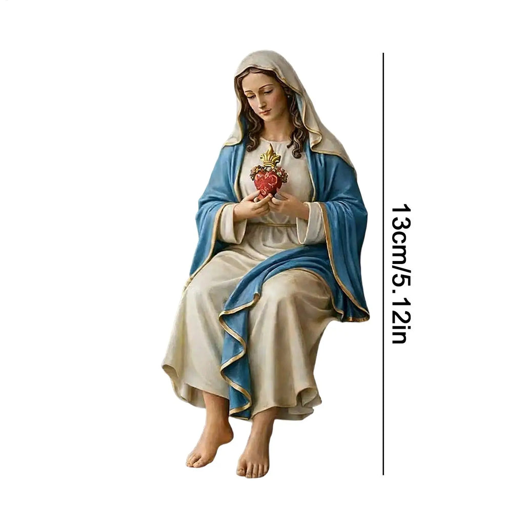 Mother Mary Statue Figurine Decor Hand-painted