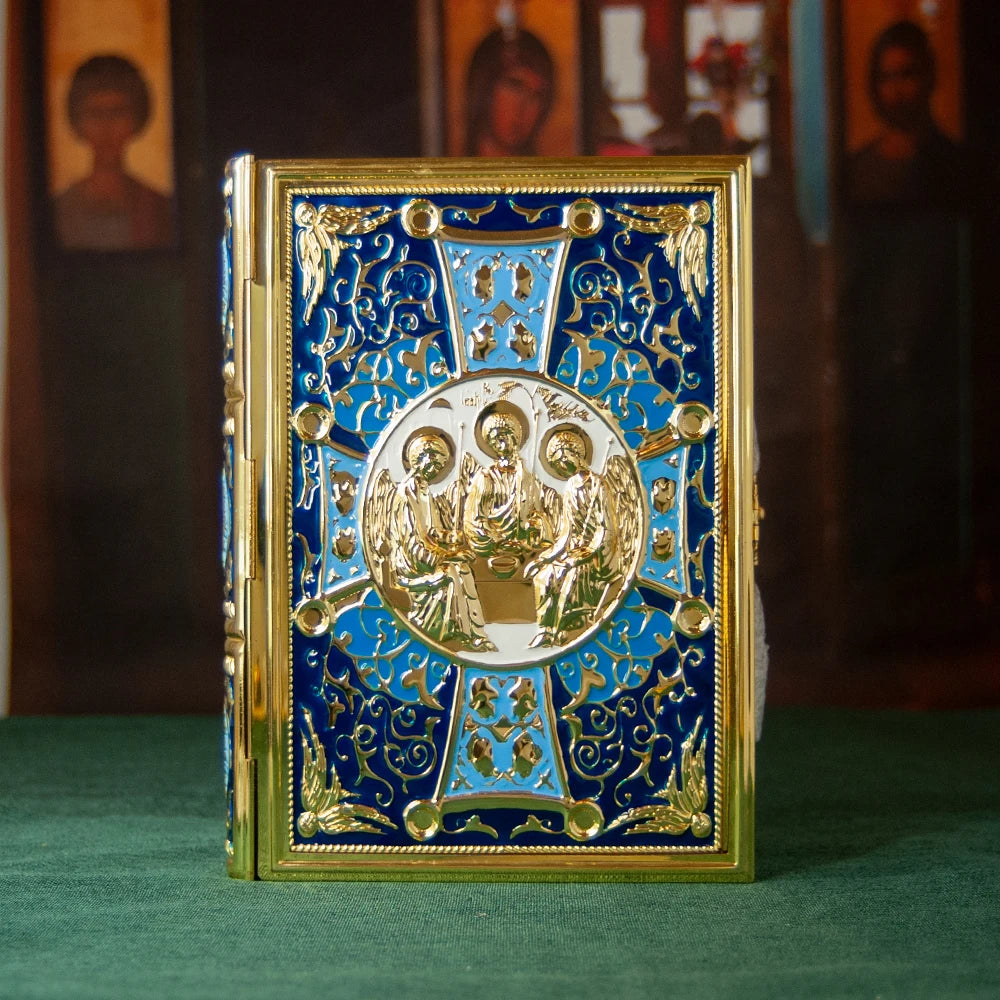Eastern Orthodox Holy Bible Book Cover Gold Plated Colored Ename