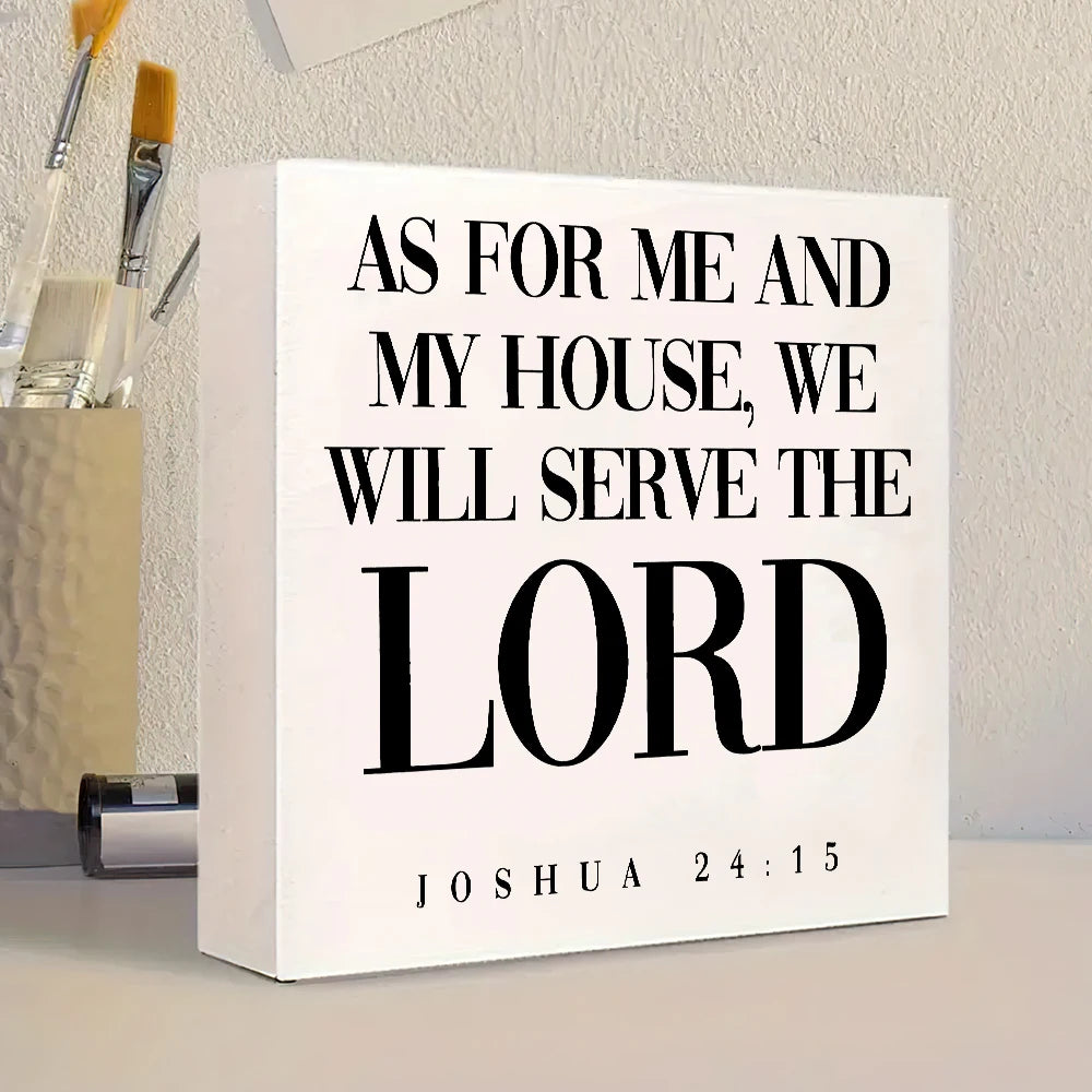 Christian Family Wooden Box Sign - Joshua 24:15 "As For Me And My House" Bible Verse Decor, Perfect Gift for Home & Church