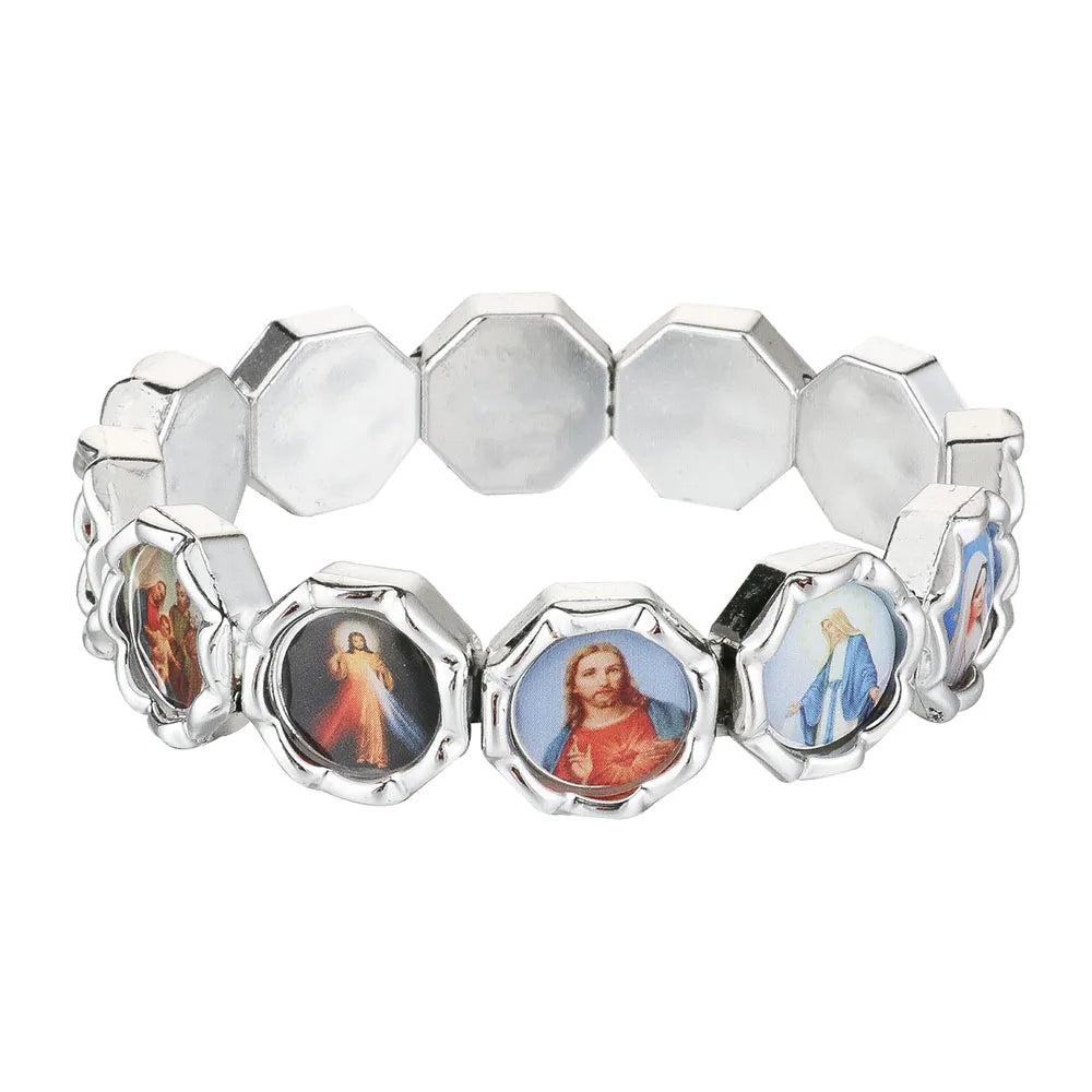 Holy Icon  Sacred Heart Elastic Stretch Bracelet