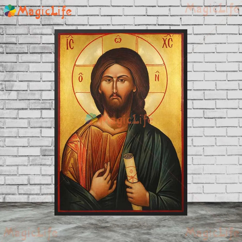 Christ Blessing Icon Orthodox Wall Art Canvas Painting Unframed