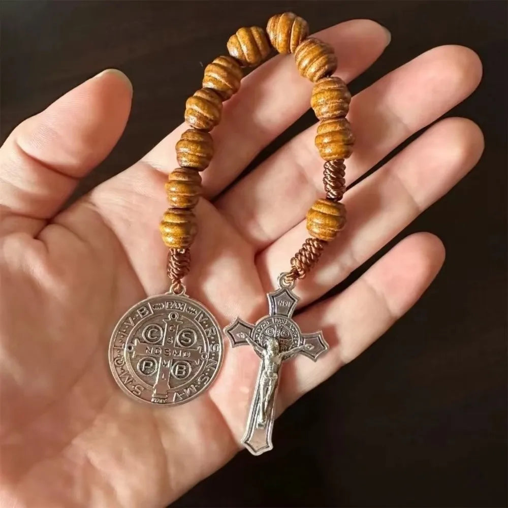 Saint Benedict Medal wooden Handmade Beads