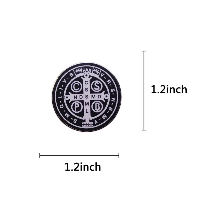 Saint Benedict Cross Button Metal Badge Enamel Pin