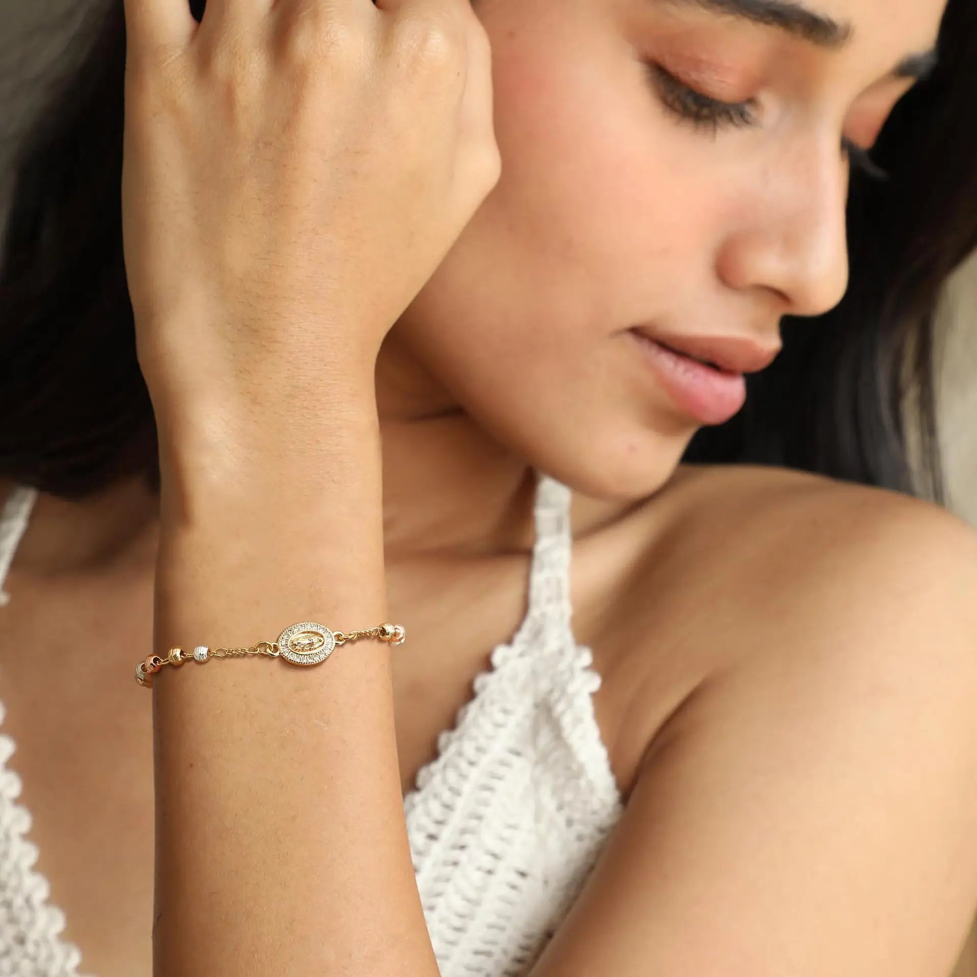Virgin Mary Cross Bracelet