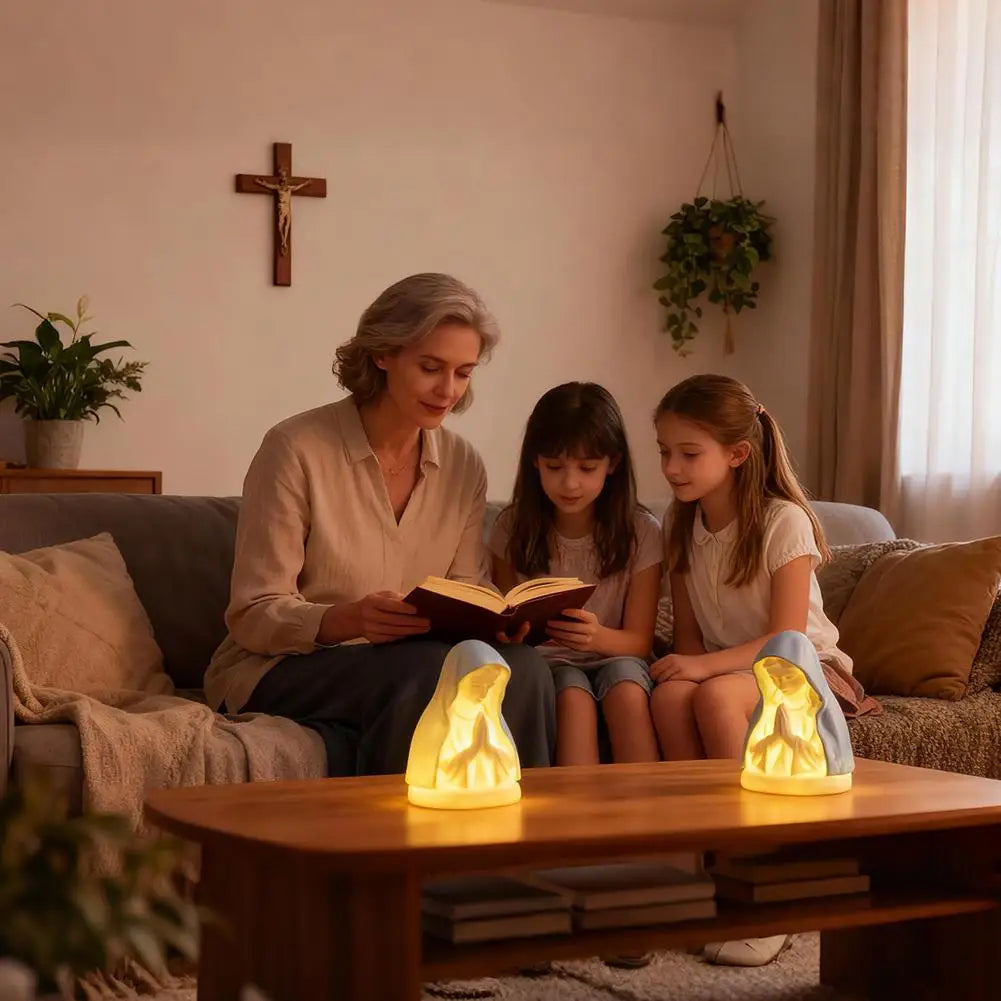 Virgin Mary Prayer Statue with Light