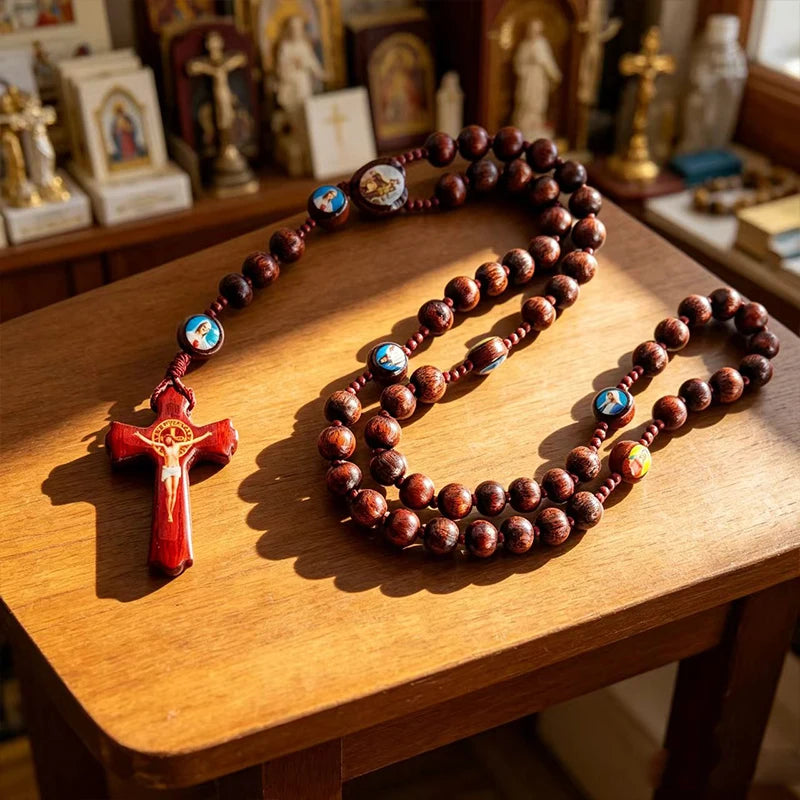 Handmade Large Wooden Rosary with Crucifix