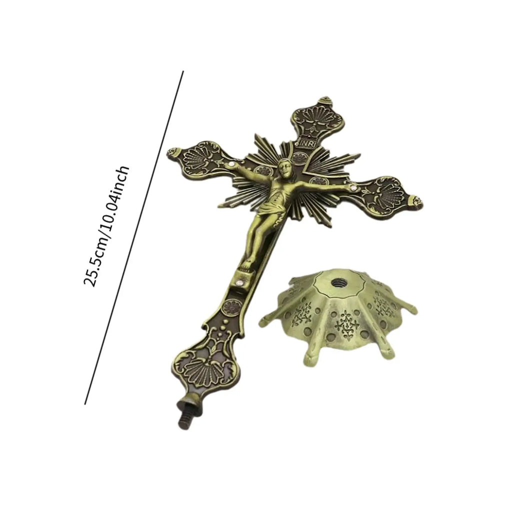 Jesus Crucifix Table Cross Figurine Catholic Standing Crucifix Jesus Cross Statue for Altar Christian Decoration Tabletop