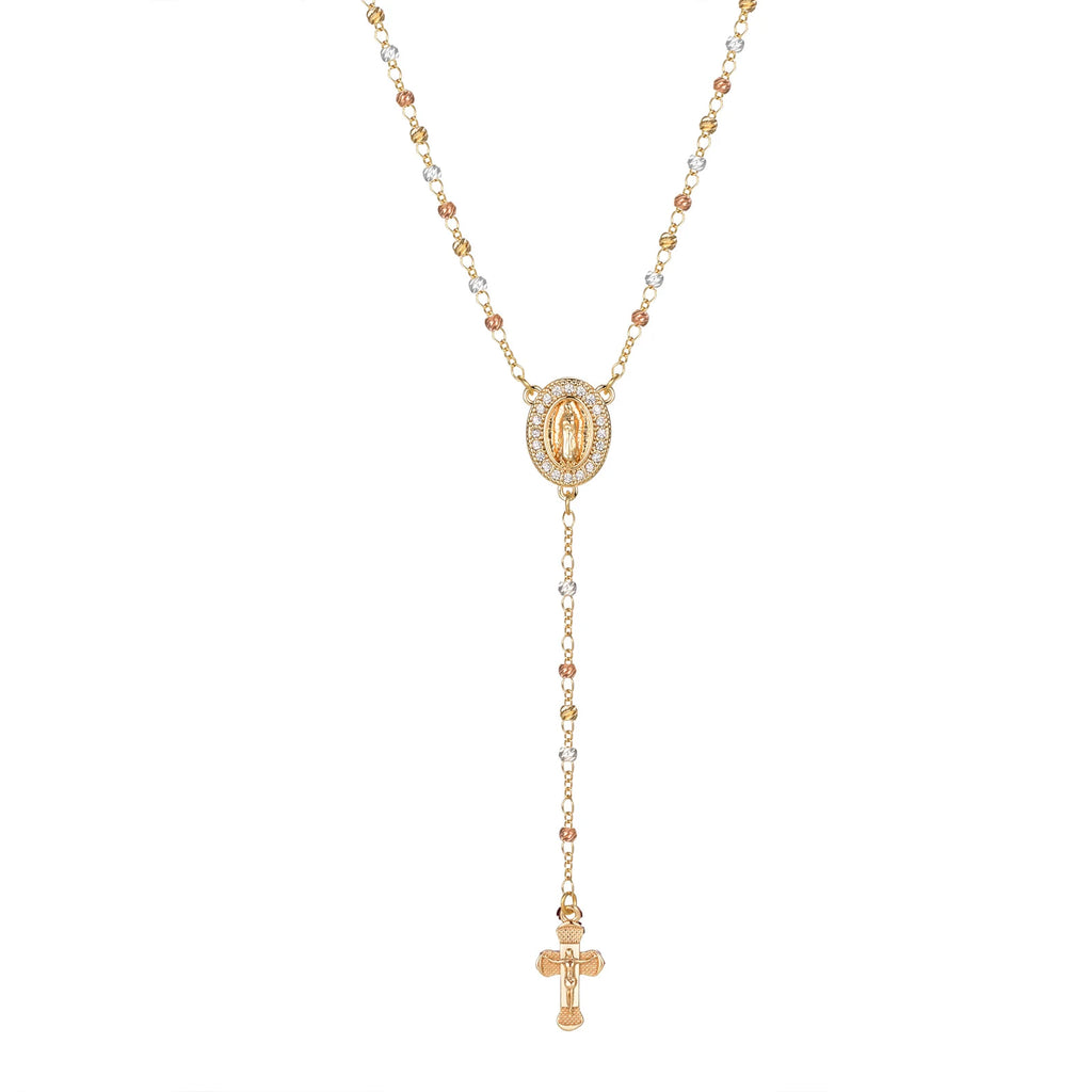 Virgin Mary/st Benedict Rosary Bead Necklace for Women, Our Lady Of Guadalupe Cross