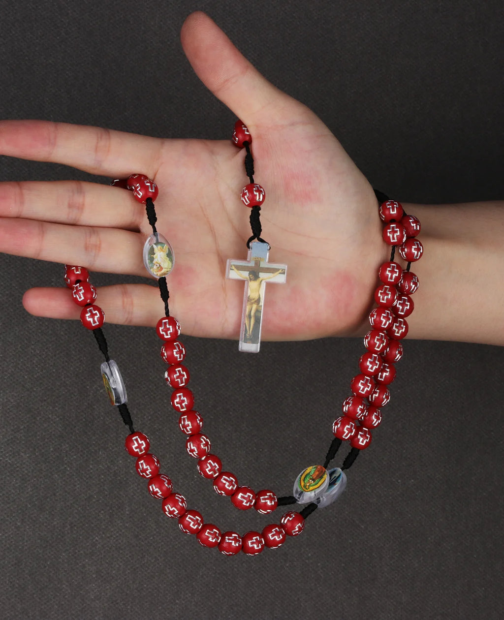 6 Colors Prayer Beads Chain Rosary Necklace Random Holy Icon Medal Spacer Beads