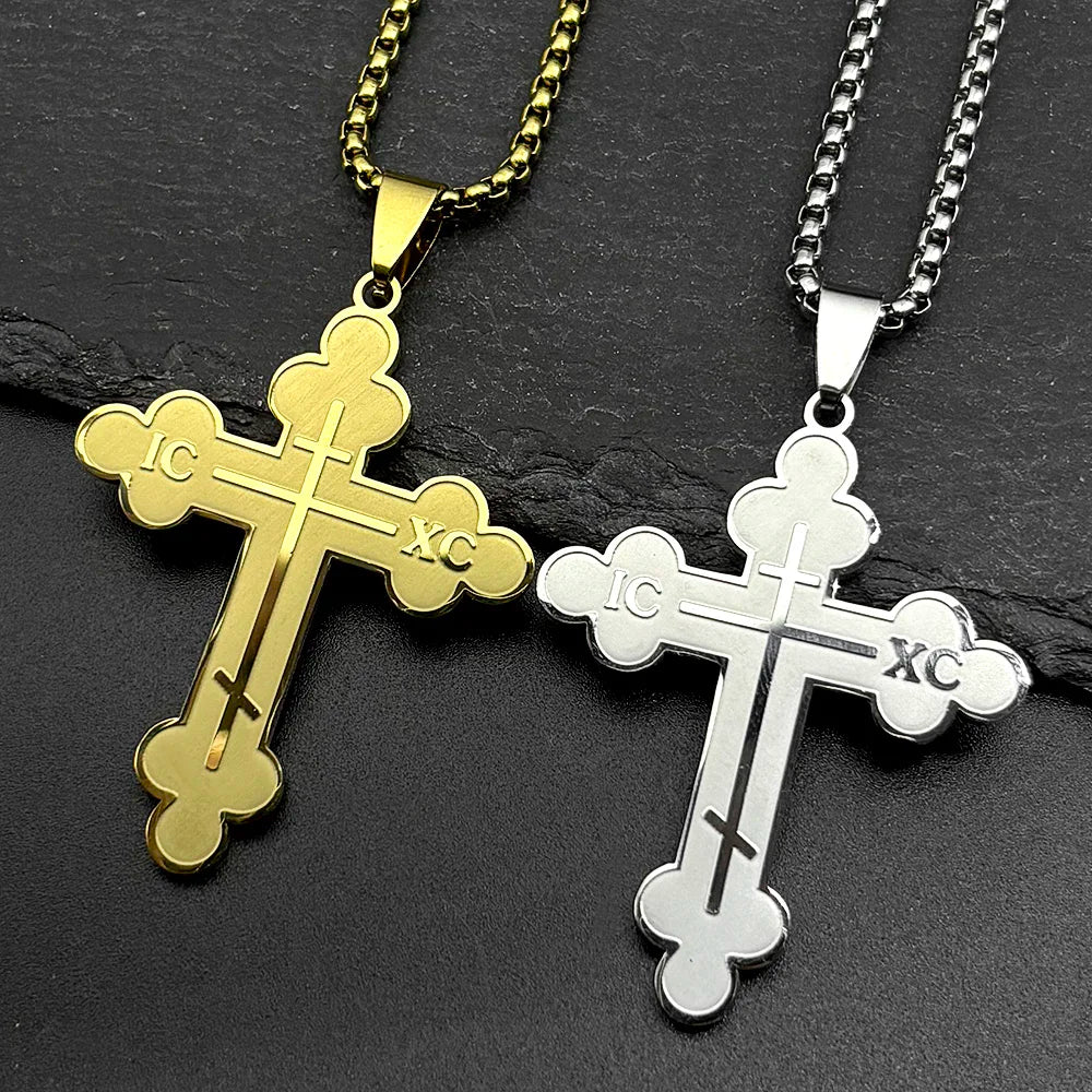 IC XC Cross Stainless Steel Pendant Necklace