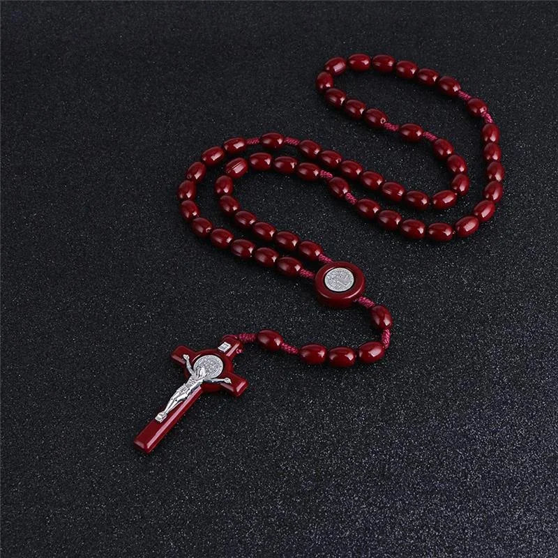 Large  Beaded Carved Rosary with Pendant