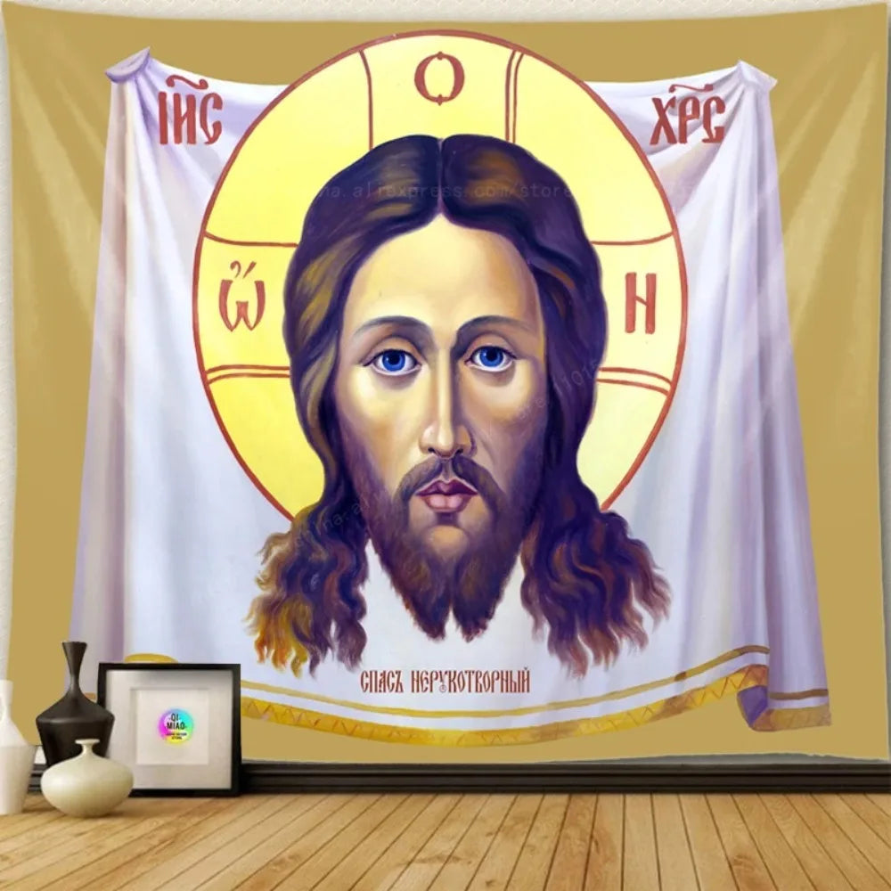 Orthodox Icon Tapestry Home Decor Living Room Wall Hanging
