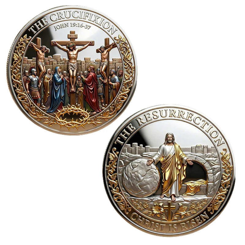Crucifixion & Resurrection Commemorative Coin Christ Is Risen Coin Souvenir Gifts for Collection