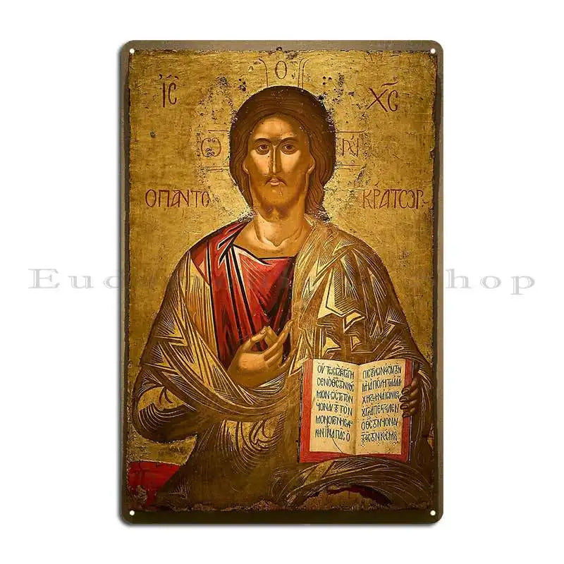 Jesus Christ Holding The Gospels Metal Plaque Poster Wall Mural