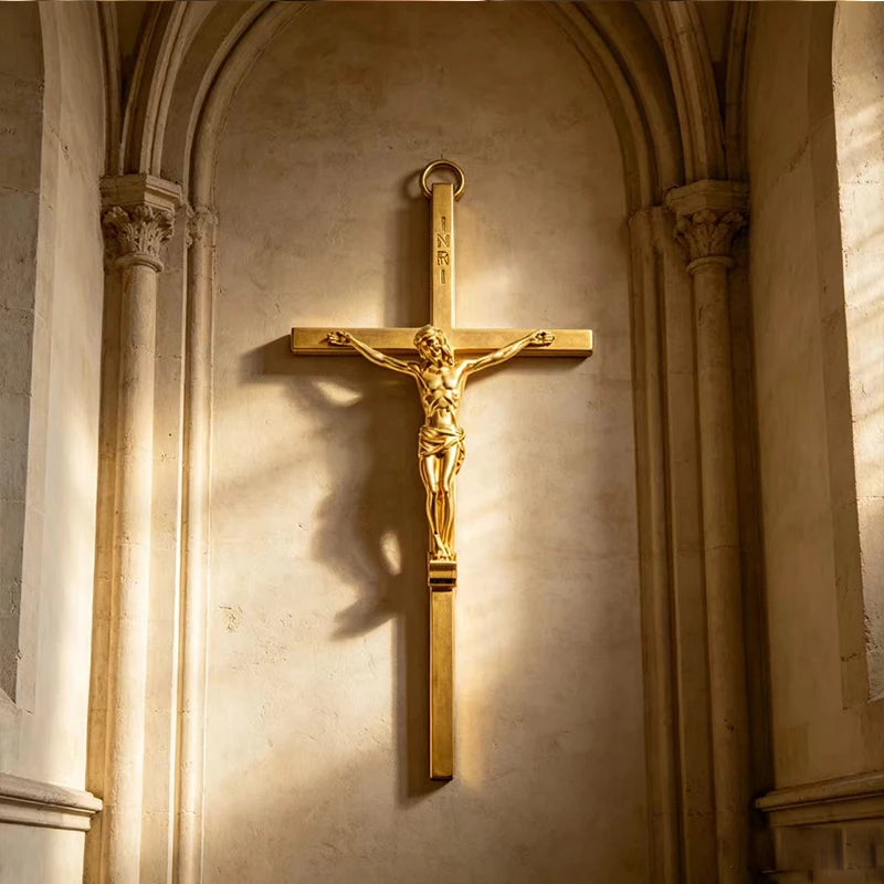 Gold/Silver Plated Wall Crucifix with Jesus Corpus & INRI Engraving