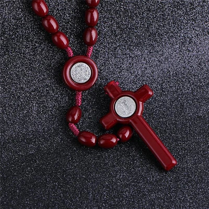 Large  Beaded Carved Rosary with Pendant