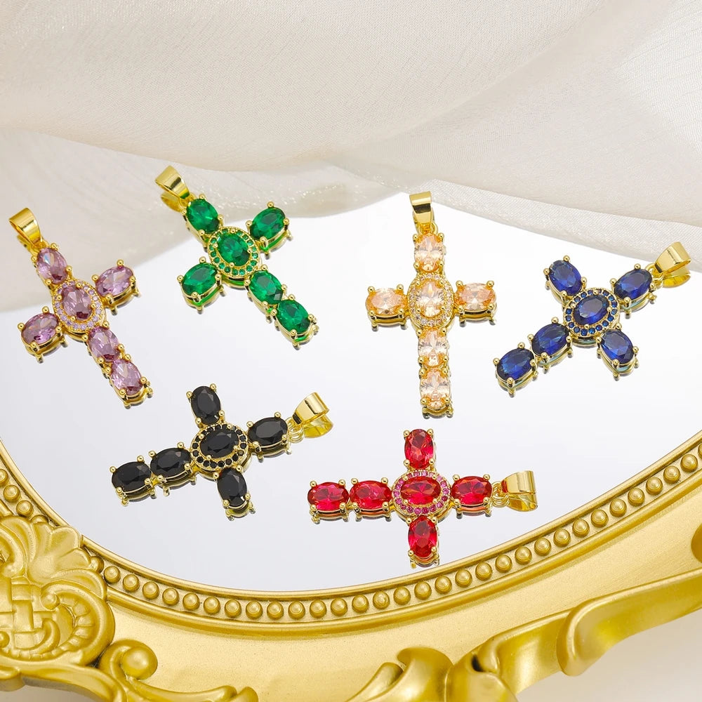 Rosary Jewelry Making Handmade 18K Real Gold Plated Opal Shell Cross