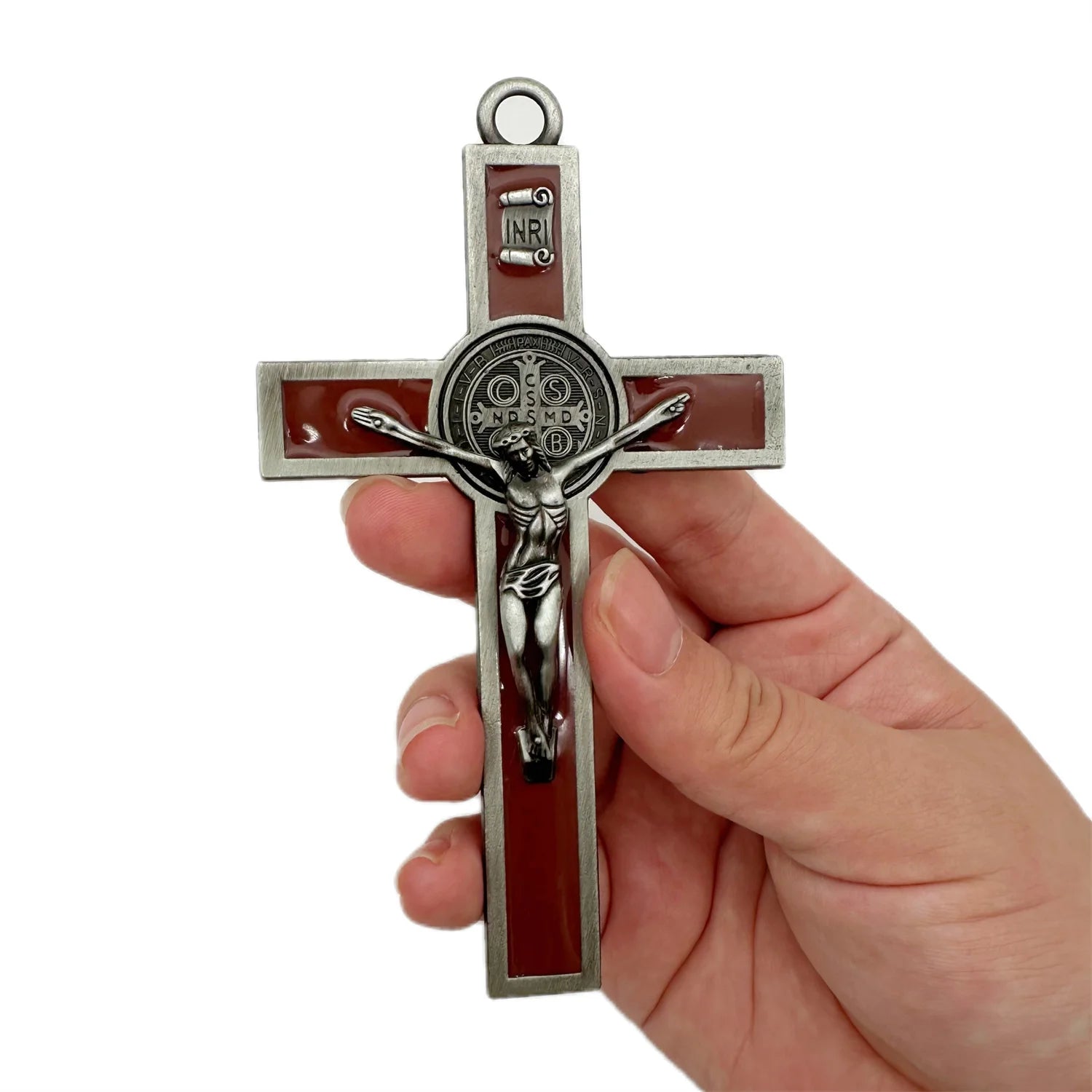 Crucifix Wall Cross-St. Benedict Wall Art-5.0X2.7 Inch Enamel